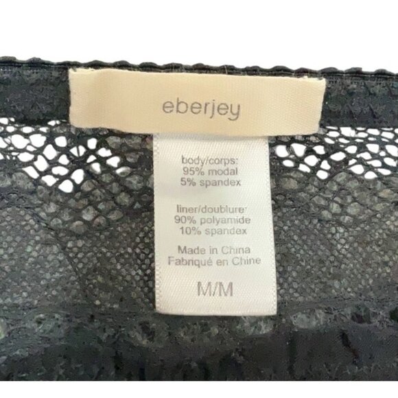 Eberjey Dark Croquette Black Highline Romantic Whimsygoth Babydoll Chemise M - Picture 6 of 7